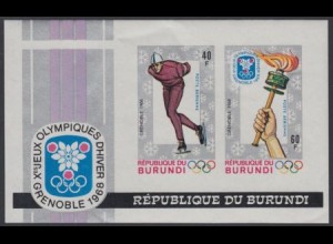 Burundi Mi.Nr. Block 26B Olympia 1968 Grenoble, Eisschnelllauf, Fackel ungezähnt
