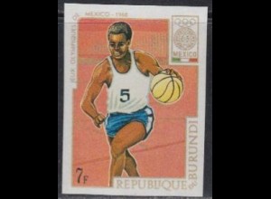 Burundi Mi.Nr. 447B Olympia 1968 Mexiko, Basketball, ungezähnt (7)