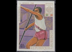 Burundi Mi.Nr. 450B Olympia 1968 Mexiko, Speerwurf, ungezähnt (40)