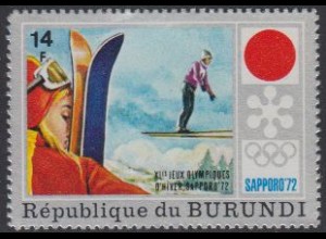 Burundi Mi.Nr. 847A Olympia 1972 Sapporo, Skispringen, gezähnt (14)