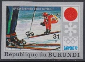 Burundi Mi.Nr. 851B Olympia 1972 Sapporo, Abfahrtslauf, ungezähnt (31)