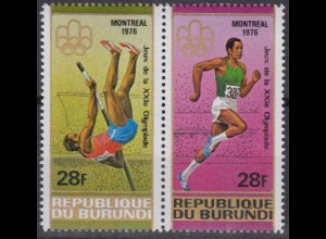 Burundi Mi.Nr. Zdr.1267-68A Olympia 1976 Montreal, Stabhochsprung Sprint, gez.