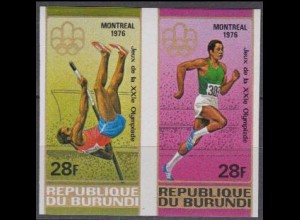 Burundi Mi.Nr. Zdr.1267-68B Olympia 1976 Montreal, Stabhochsprung Sprint, ungez.