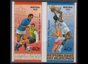 Burundi Mi.Nr. Zdr.1269-70B Olympia 1976 Montreal, Fußball Basketball, ungezähnt