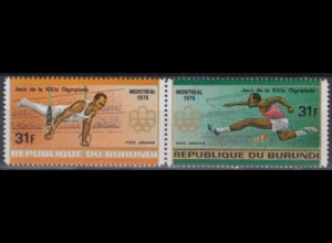 Burundi Mi.Nr. Zdr.1273-74A Olympia 1976 Montreal, Turnen Hürdenlauf, gezähnt