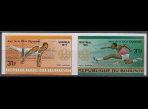 Burundi Mi.Nr. Zdr.1273-74B Olympia 1976 Montreal, Turnen Hürdenlauf, ungezähnt