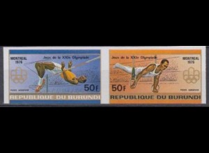 Burundi Mi.Nr. Zdr.1275-76B Olympia 1976 Montreal, Hochsprung Turnen, ungezähnt