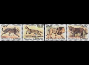 Burundi Mi.Nr. 2022-25 Katzenarten, Gepal, Serval, Löwe, Leopard (4 Werte)