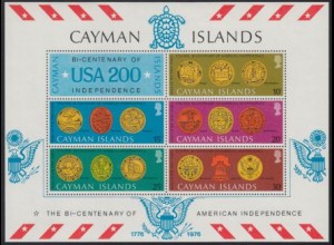 Cayman-Inseln Mi.Nr. Block 10 200Jahre USA-Unabhängigkeit, Siegel der Staaten