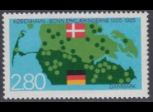 Dänemark Mi.Nr. 829 Bonn-Kopenhagener Erklärungen, Landkarte, Flaggen (2.80)