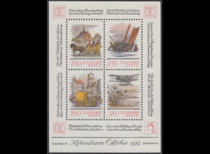 Dänemark Mi.Nr. Block 5 Int.Briefmarkenausstellung HAFNIA'87, Postfahrzeuge