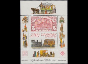 Dänemark Mi.Nr. Block 7 Int.Briefmarkenausstellung HAFNIA'87, Lok, alte Marke