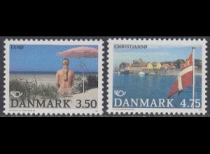 Dänemark Mi.Nr. 1003-04 NORDEN, Tourismus, Badestrand, Hafeneinfahrt (2 Werte)