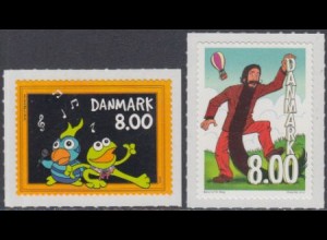 Dänemark Mi.Nr. 1733-34BA Kinderfernsehen, Papagei, Frosch, Skaeg, skl (2 Werte)