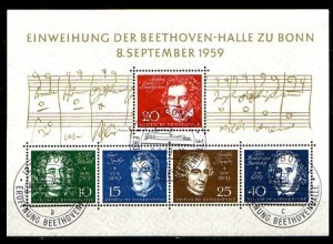 D,Bund Mi.Nr. Bl.2 Beethoven-Block mit Sonderstempel