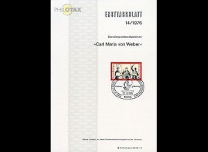 D,Bund Mi.Nr. 14/76 Carl Maria von Weber (Marke MiNr.894)