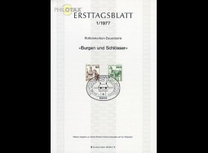 D,Bund Mi.Nr. 1/77 Freim. Burgen und Schlösser (Marken MiNr.917AI,920AI)