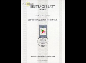 D,Bund Mi.Nr. 9/77 Carl Friedrich Gauß (Marke MiNr.928)