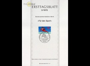 D,Bund Mi.Nr. 3/78 Sporthilfe, Ski Abfahrtslauf (Marke MiNr.958)