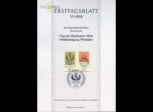 D,Bund Mi.Nr. 17/78 Tag der Briefmarke Weltbew. Philatelie (Marken MiNr.980-981)