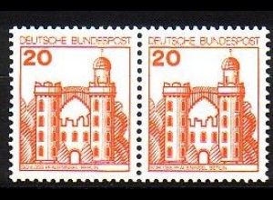 D,Bund Mi.Nr. 995 Paar Freim. Burgen & Schlösser, waager.Paar (2 x 20)