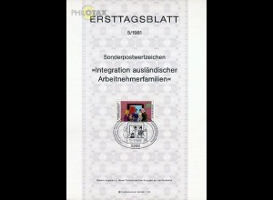 D,Bund Mi.Nr. 5/81 Integration ausl. Arneitnehmerfamilien (Marke MiNr.1086)