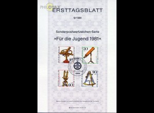 D,Bund Mi.Nr. 9/81 Jugend, Optische Instrumente (Marken MiNr.1090-1093)