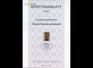 D,Bund Mi.Nr. 13/81 Tilman Riemenschneider (Marke MiNr.1099)