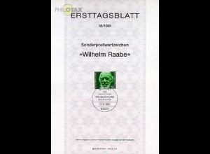 D,Bund Mi.Nr. 18/81 Wilhelm Raabe (Marke MiNr.1104)