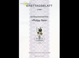 D,Bund Mi.Nr. 2/84 Philipp Reis, Physiker, Telefon (Marke MiNr.1198)