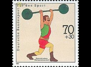 D,Bund Mi.Nr. 1499 Sporthilfe Gewichtheben (70+30)