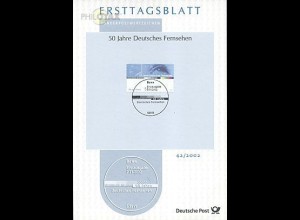 D,Bund Mi.Nr. 42/02 50 Jahre deutsches Fernsehen (Marke MiNr.2288)