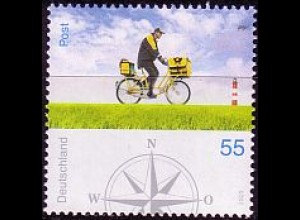 D,Bund Mi.Nr. 2448 Briefzustellung, Postbote mit Rad im Norden, Leuchtturm (55)