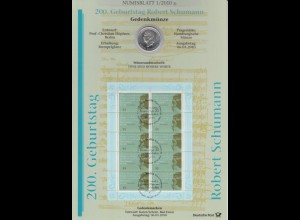 D,Bund, 200. Geb. Robert Schumann (Numisblatt 1/2010)