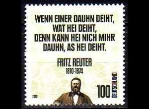 D,Bund Mi.Nr. 2832 200. Geb. Fritz Reuter, Heimatdichter (100)