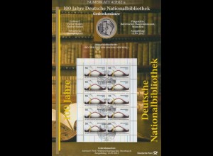 D,Bund, 100 J. Deutsche Nationalbibliothek, aufgesch. Buch (Numisblatt 4/2012)