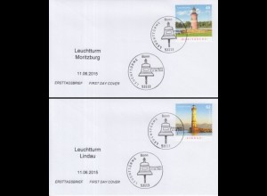 D,Bund Mi.Nr. 3156-57 Leuchttürme Moritzburg und Lindau (2 Briefe)