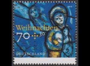 D,Bund MiNr. 3418 Weihnachten, Glasfenster Maria m.Kind, Entwurf Chagall (70+30)