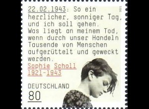 D,Bund Mi.Nr. 3606 Sophie Scholl (80)