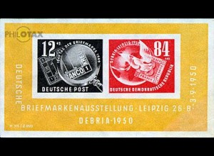 D,DDR Mi.Nr. Block 7 DEBRIA, Weltkugel, Friedenstaube, Bayern Nr.1, Sachsen Nr.1