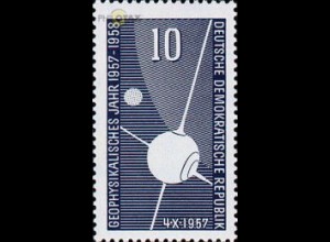 D,DDR Mi.Nr. 603 Geophysikalisches Jahr, Erdsatellit vor Erde + Mond (10)