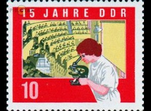 D,DDR Mi.Nr. 1061A 15 Jahre DDR, Studentin mit Mikroskop (10)