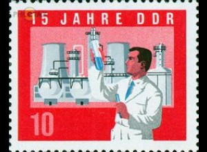 D,DDR Mi.Nr. 1064A 15 Jahre DDR, Wissenschaftler vor Chemiewerk (10)