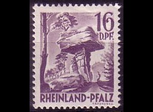 D,Franz.Zone,Rheinl.Pfalz Mi.Nr. 22 Freimarke, Teufelstisch dunkelgrauviolett (16 DPf)