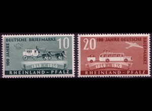 D,Franz.Zone,Rheinl.Pfalz Mi.Nr. 49-50 Satz 100 Jahre Briefmarken (2 Werte)