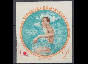 Dominikanische Rep. Mi.Nr. 725 Olymp. Spiele Rom, geschn. Schwimm. Furukawa (2)