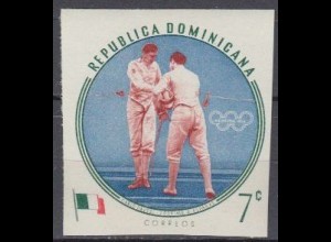 Dominikanische Rep. Mi.Nr. 728 Olymp. Spiele Rom, geschn. Fechten, Pavesi (7)