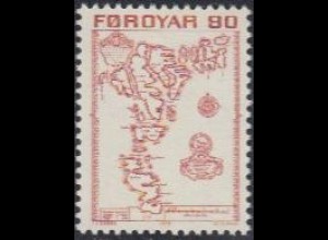 Färöer Mi.Nr. 13 Freim. Landkarte der Färöer (90)