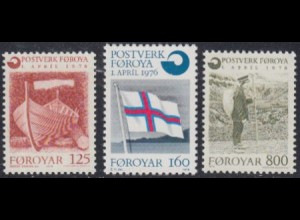Färöer Mi.Nr. 21-23 Gründung des Färöischen Postwesens (3 Werte)