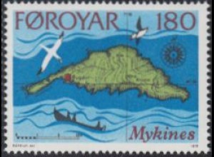 Färöer Mi.Nr. 35 Insel Mykines, Landkarte (180)